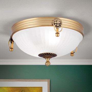 Taklampa ROCCA 2xE27/60W/230V diameter 31 cm brons/vit