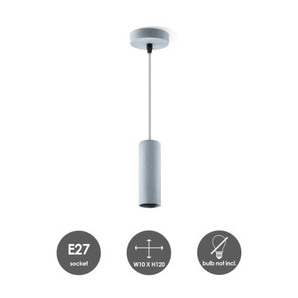 Taklampa på kabel SAGA 1xE27/40W/230V grå