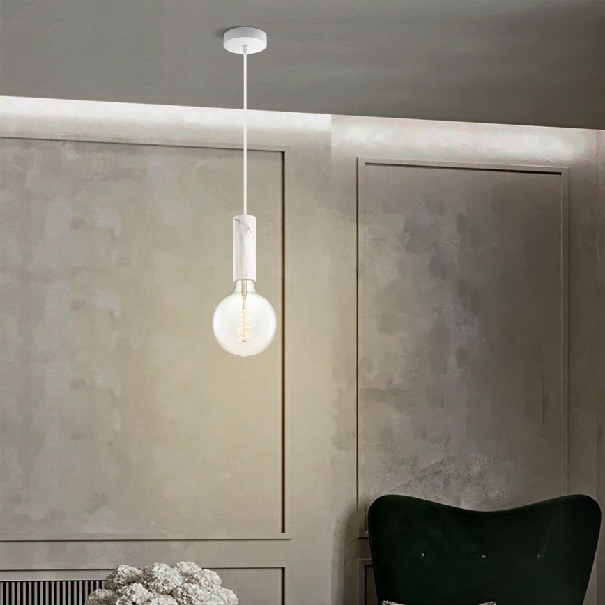 Taklampa på kabel SAGA 1xE27/40W/230V marmor