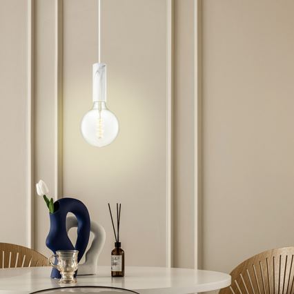Taklampa på kabel SAGA 1xE27/40W/230V marmor