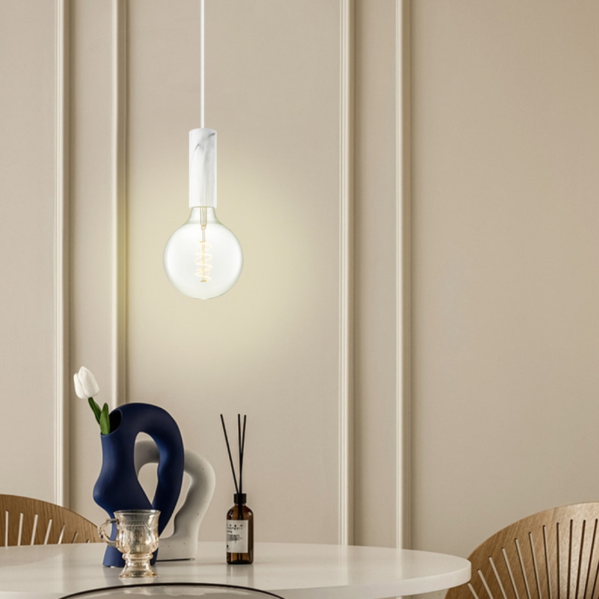 Taklampa på kabel SAGA 1xE27/40W/230V marmor