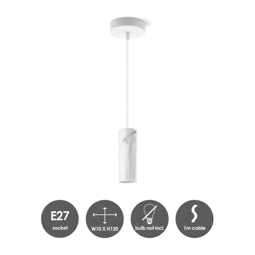 Taklampa på kabel SAGA 1xE27/40W/230V marmor