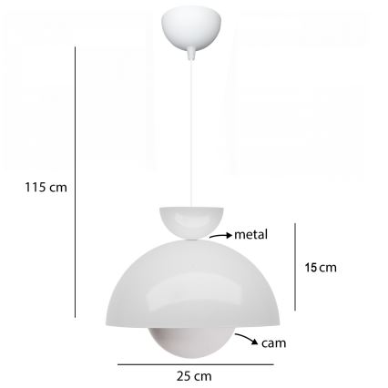 Taklampa SALVA 1xE27/15W/230V vit
