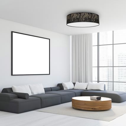 Taklampa  SATINO 3xE27/60W/230V svart /gold