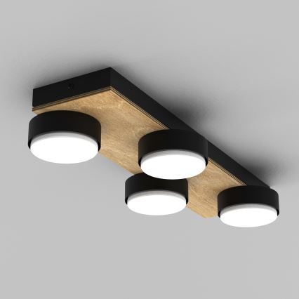 Taklampa SEMA 4xGX53/15W/230V svart/brun/ek