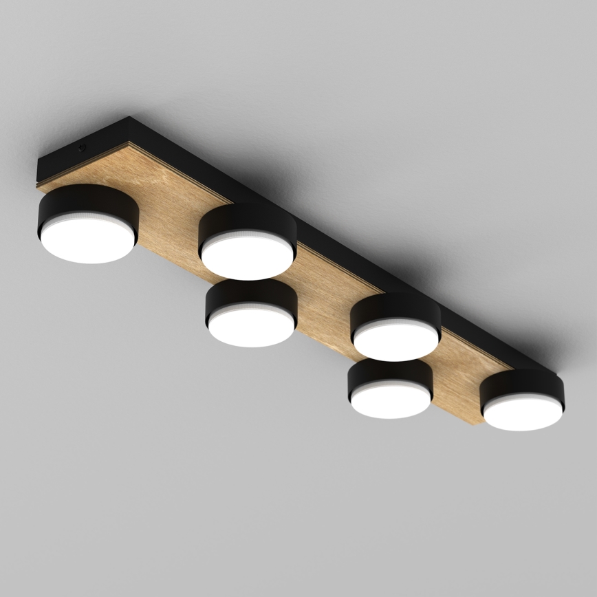 Taklampa SEMA 6xGX53/15W/230V svart/brun/ek
