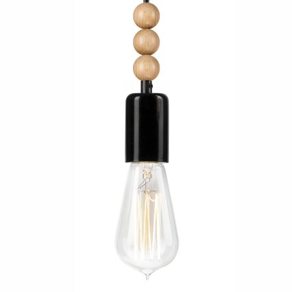 Taklampa på kabel SIMON 1xE27/60W/230V svart/bok