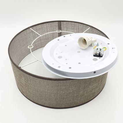 Taklampa SIRJA 1xE27/15W/230V Ø 35 cm brun