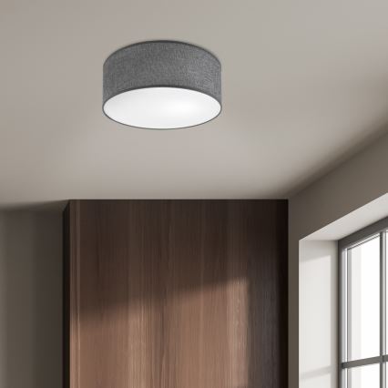 Taklampa SIRJA 1xE27/15W/230V Ø 35 cm grå