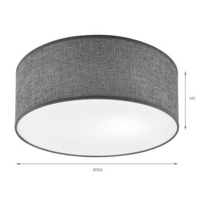 Taklampa SIRJA 1xE27/15W/230V Ø 35 cm grå