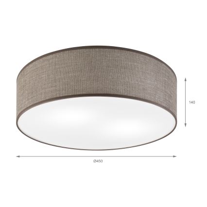 Taklampa SIRJA 2xE27/15W/230V Ø 45 cm brun