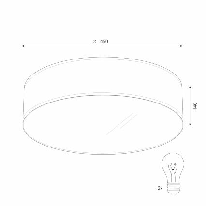 Taklampa SIRJA 2xE27/60W/230V d. 45 cm vit