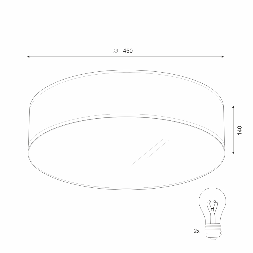 Taklampa SIRJA 2xE27/60W/230V d. 45 cm vit