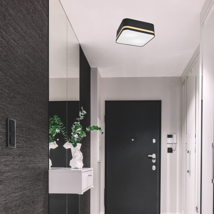 Taklampa SIRJA SQUARE 2xE27/60W/230V 35x35 cm svart