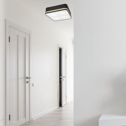 Taklampa SIRJA SQUARE 4xE27/60W/230V 45x45 cm svart