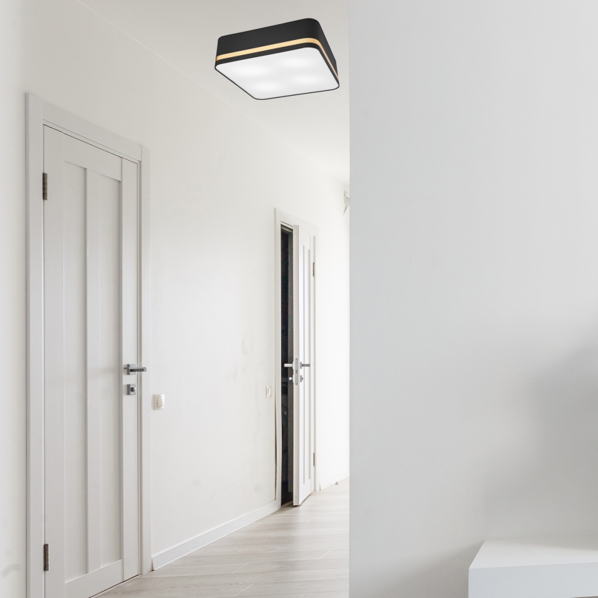 Taklampa SIRJA SQUARE 4xE27/60W/230V 45x45 cm svart