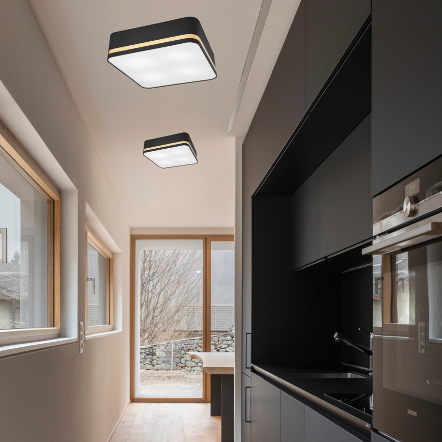 Taklampa SIRJA SQUARE 4xE27/60W/230V 45x45 cm svart