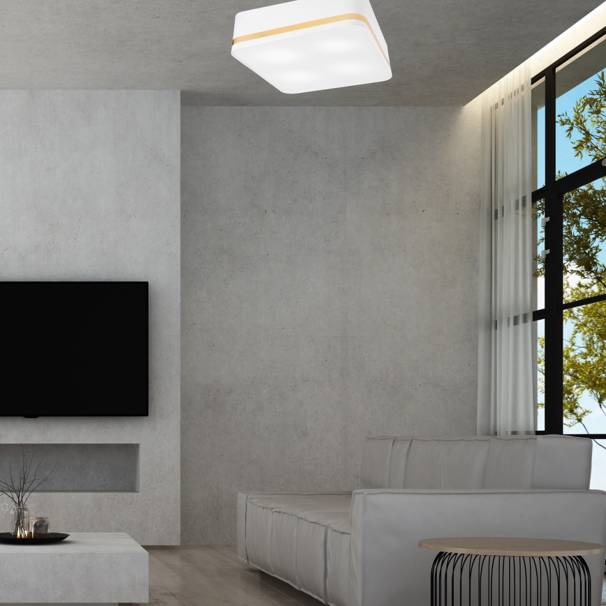 Taklampa SIRJA SQUARE 4xE27/60W/230V 45x45 cm vit