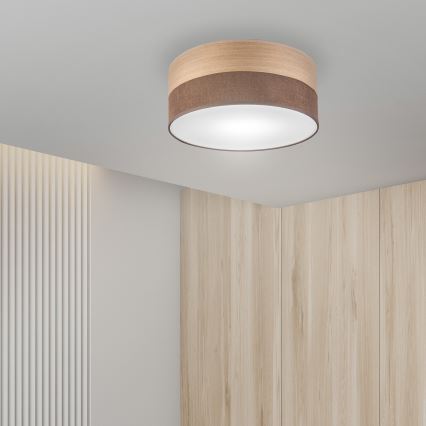Taklampa SIRJA WOOD 1xE27/15W/230V diameter 35 cm brun/ek