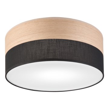 Taklampa SIRJA WOOD 1xE27/15W/230V diameter 35 cm svart/ek