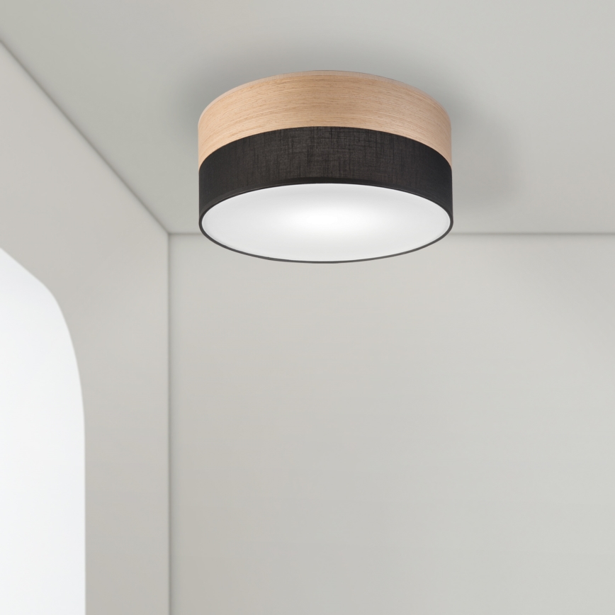 Taklampa SIRJA WOOD 1xE27/15W/230V diameter 35 cm svart/ek