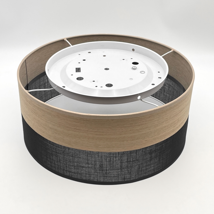 Taklampa SIRJA WOOD 1xE27/15W/230V diameter 35 cm svart/ek