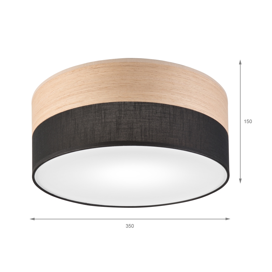 Taklampa SIRJA WOOD 1xE27/15W/230V diameter 35 cm svart/ek