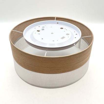 Taklampa SIRJA WOOD 1xE27/15W/230V diameter 35 cm vit/ek
