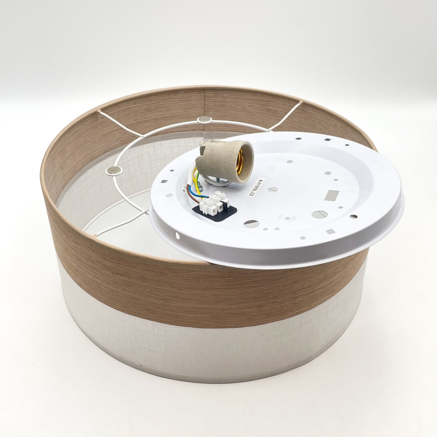 Taklampa SIRJA WOOD 1xE27/15W/230V diameter 35 cm vit/ek