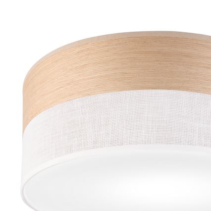 Taklampa SIRJA WOOD 1xE27/15W/230V diameter 35 cm vit/ek