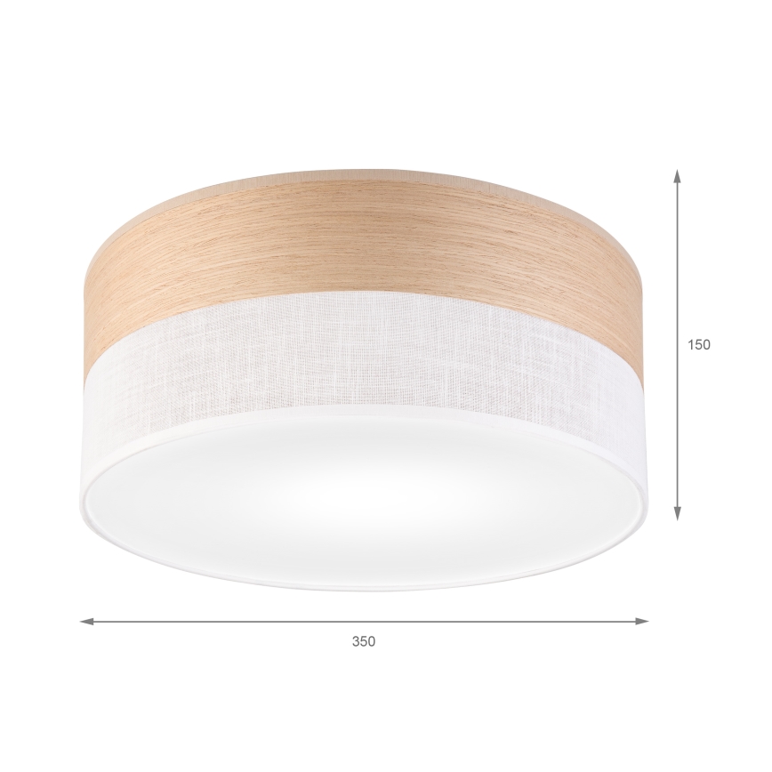 Taklampa SIRJA WOOD 1xE27/15W/230V diameter 35 cm vit/ek