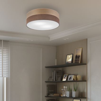 Taklampa SIRJA WOOD 2xE27/15W/230V diameter 45 cm brun/ek