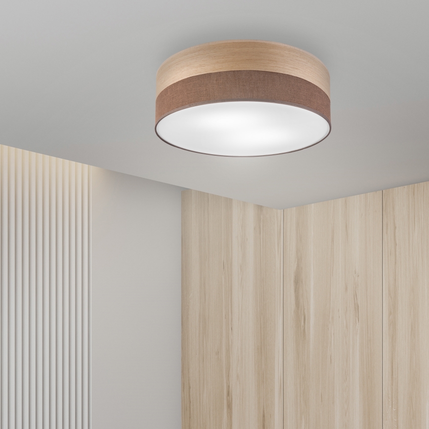 Taklampa SIRJA WOOD 2xE27/15W/230V diameter 45 cm brun/ek