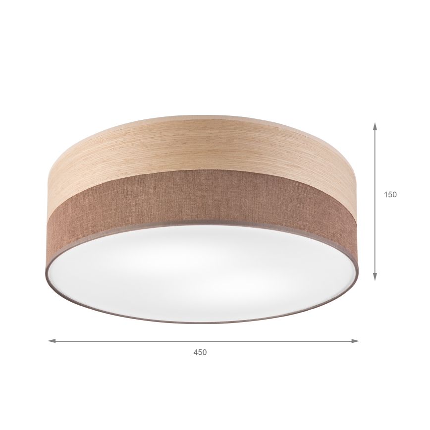 Taklampa SIRJA WOOD 2xE27/15W/230V diameter 45 cm brun/ek