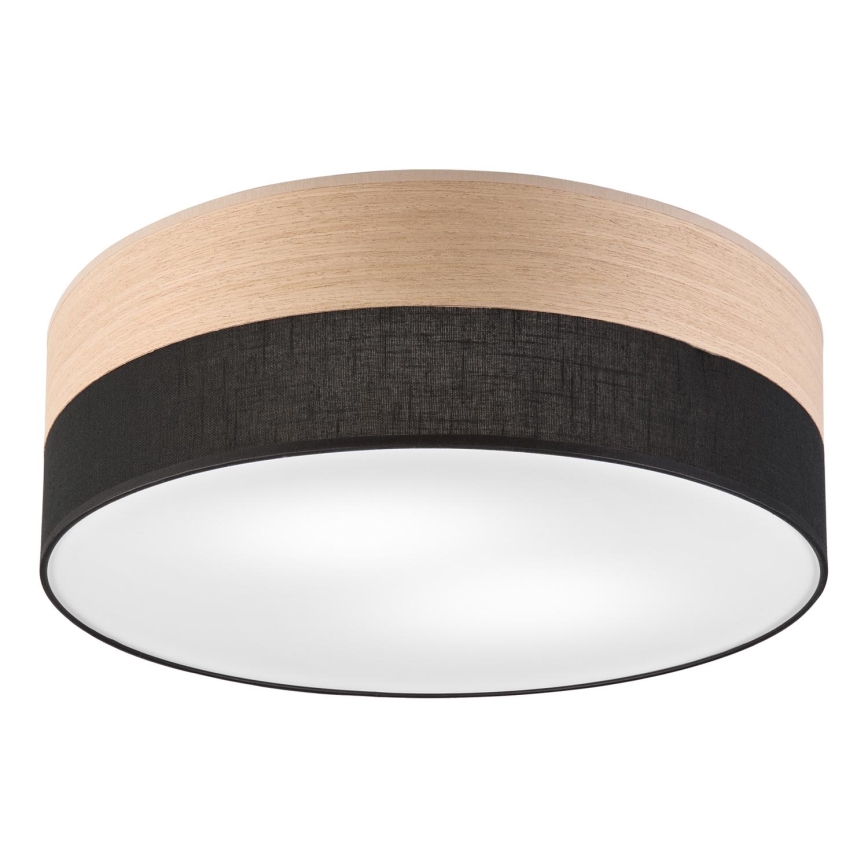 Taklampa SIRJA WOOD 2xE27/15W/230V diameter 45 cm svart/ek