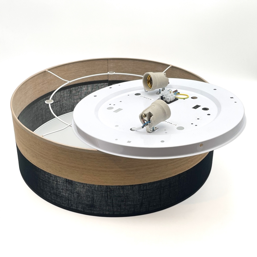 Taklampa SIRJA WOOD 2xE27/15W/230V diameter 45 cm svart/ek