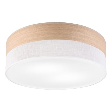 Taklampa SIRJA WOOD 2xE27/15W/230V diameter 45 cm vit/ek