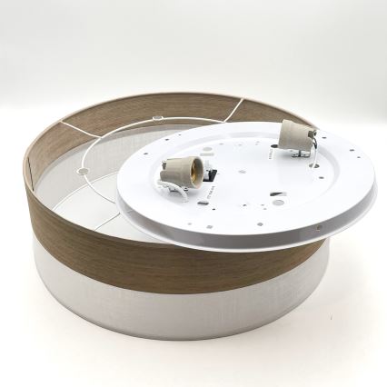 Taklampa SIRJA WOOD 2xE27/15W/230V diameter 45 cm vit/ek