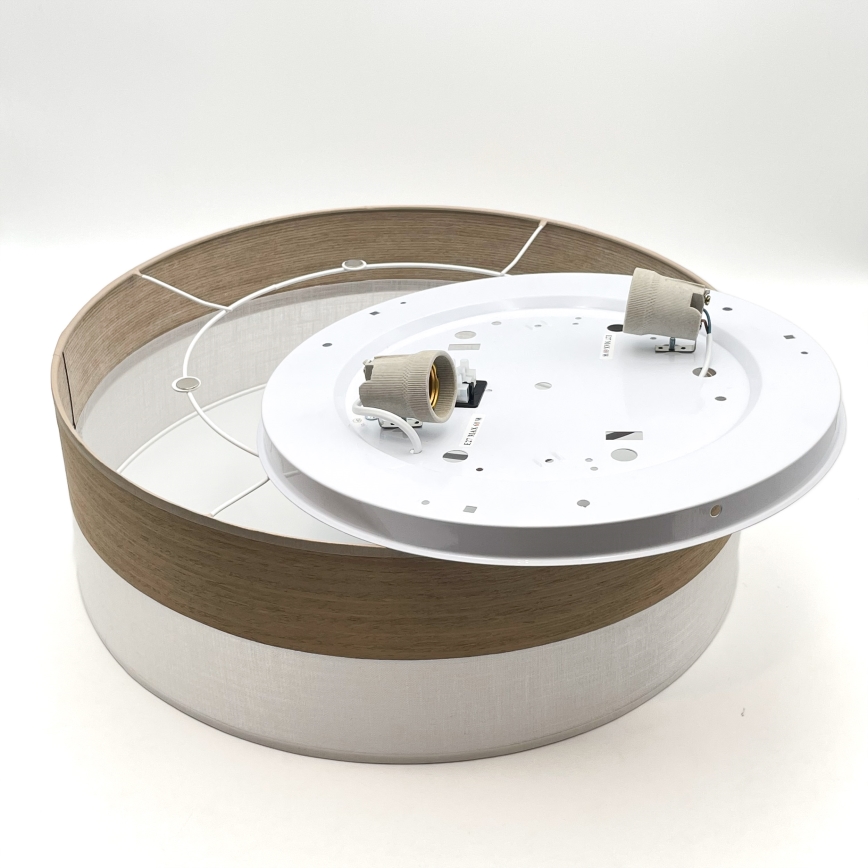 Taklampa SIRJA WOOD 2xE27/15W/230V diameter 45 cm vit/ek