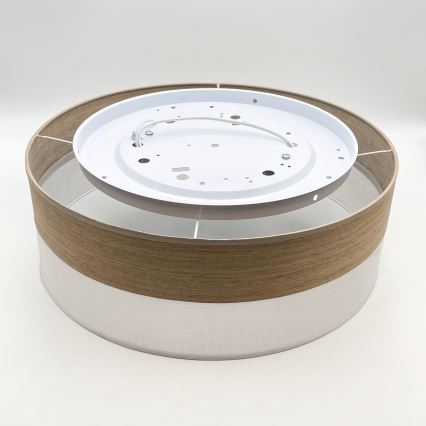 Taklampa SIRJA WOOD 2xE27/15W/230V diameter 45 cm vit/ek