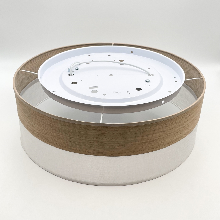 Taklampa SIRJA WOOD 2xE27/15W/230V diameter 45 cm vit/ek