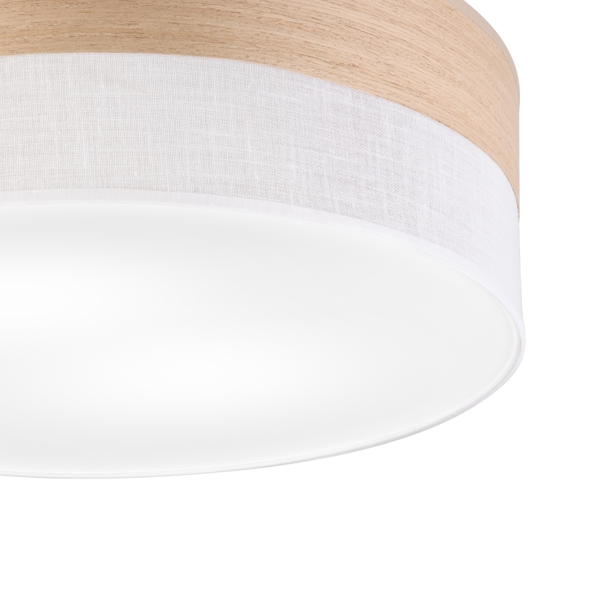 Taklampa SIRJA WOOD 2xE27/15W/230V diameter 45 cm vit/ek