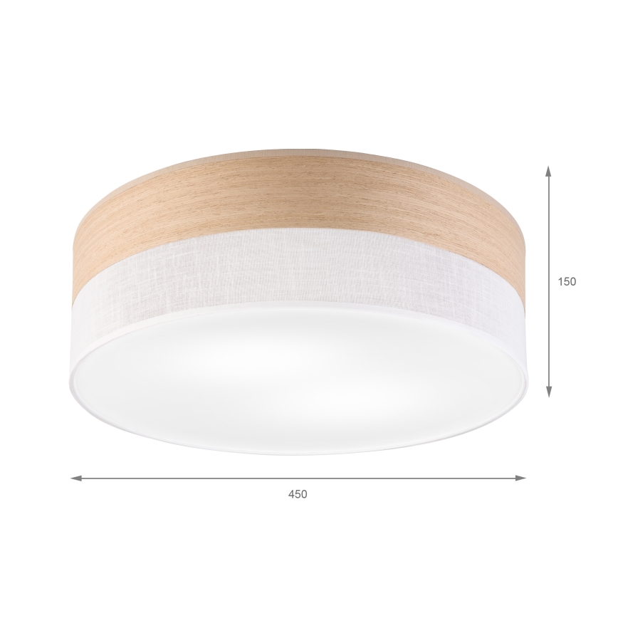 Taklampa SIRJA WOOD 2xE27/15W/230V diameter 45 cm vit/ek