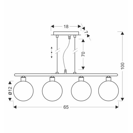 Taklampa SOMUL 4xG9/20W/230V rökgrå
