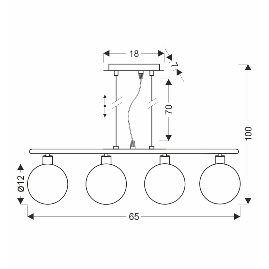Taklampa SOMUL 4xG9/20W/230V rökgrå