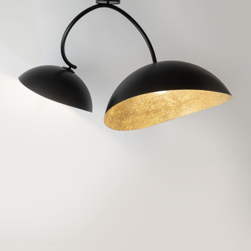 Taklampa på stång SPACE 2xE27/60W/230V svart/guld