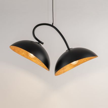 Taklampa på kabel SPACE 2xE27/60W/230V svart/koppar