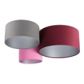 Taklampa SPACE 3xE27/60W/230V röd/grå/rosa