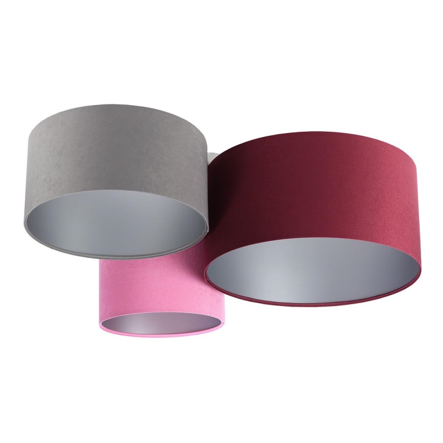 Taklampa SPACE 3xE27/60W/230V röd/grå/rosa