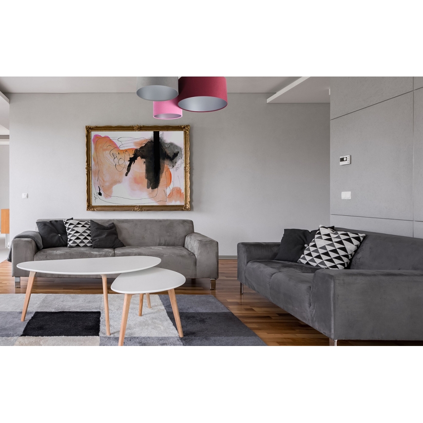 Taklampa SPACE 3xE27/60W/230V röd/grå/rosa